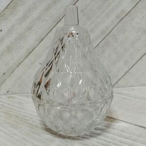 Glass Pear Trinket Jewelry Dish With Lid